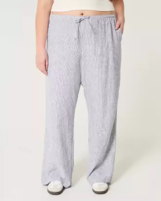 Pantaloni larghi in misto lino