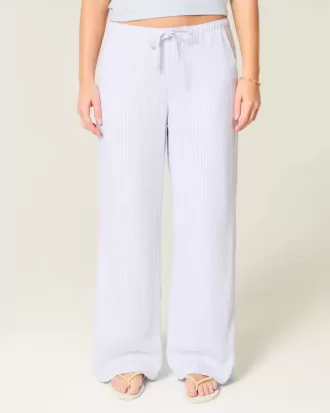 Pantaloni larghi in misto lino