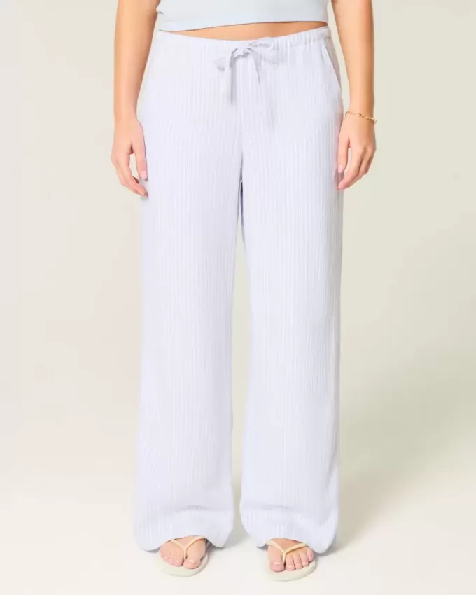 Pantaloni larghi in misto lino