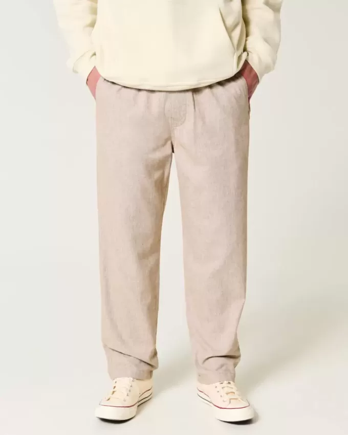 Pantaloni larghi in misto lino