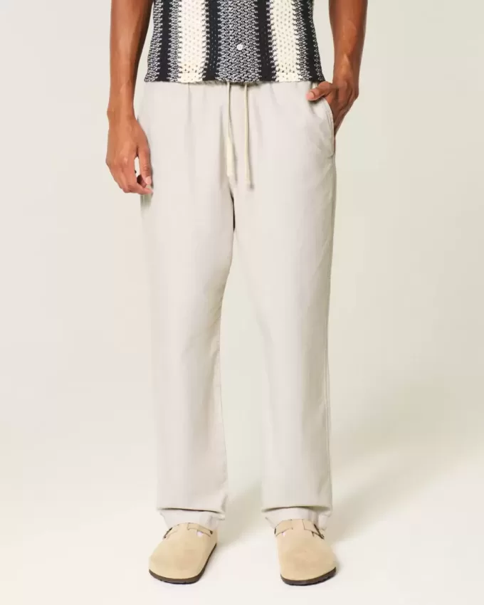 Pantaloni larghi in misto lino