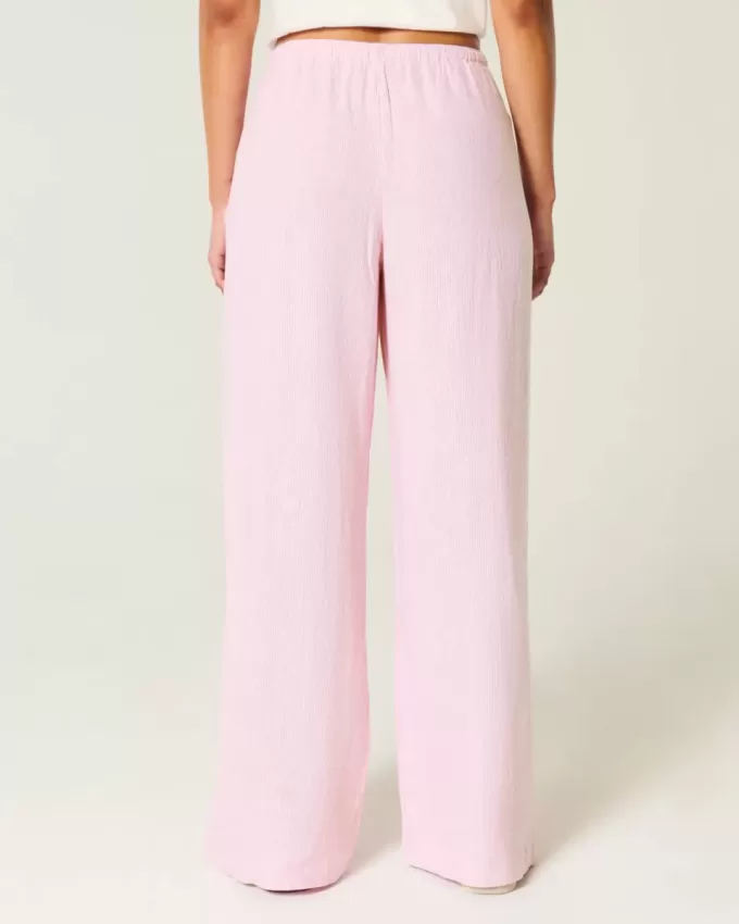 Pantaloni larghi in misto lino