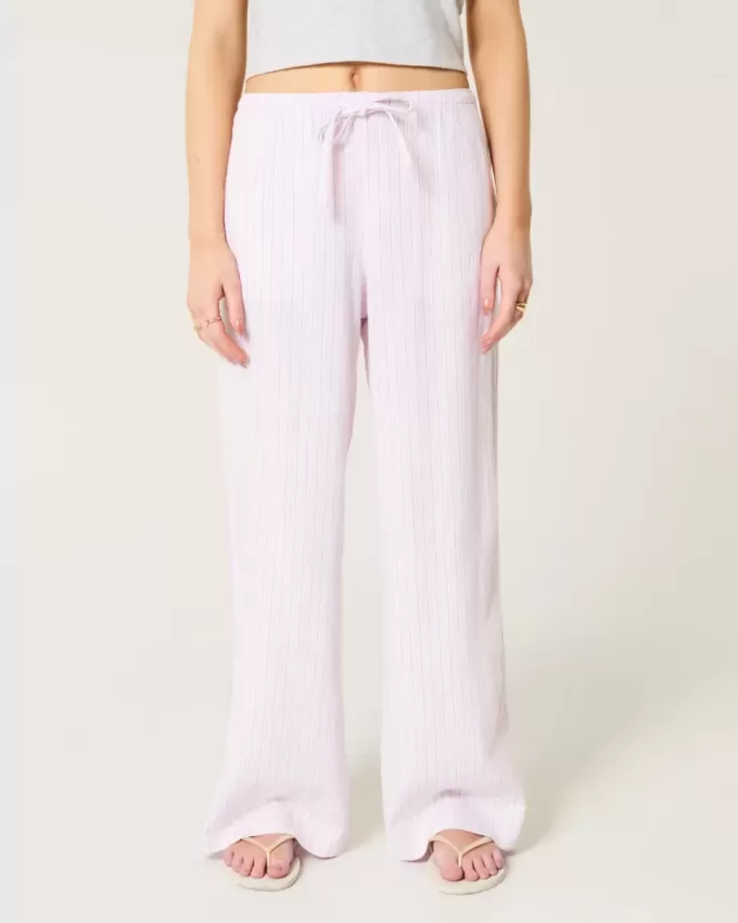 Pantaloni larghi in misto lino
