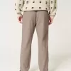 Pantaloni larghi in misto lino