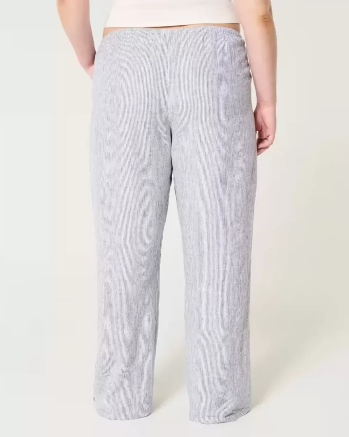 Pantaloni larghi in misto lino