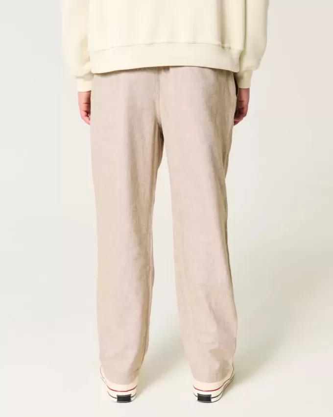 Pantaloni larghi in misto lino