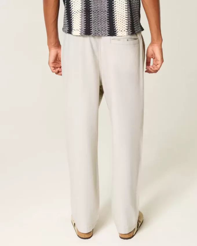 Pantaloni larghi in misto lino