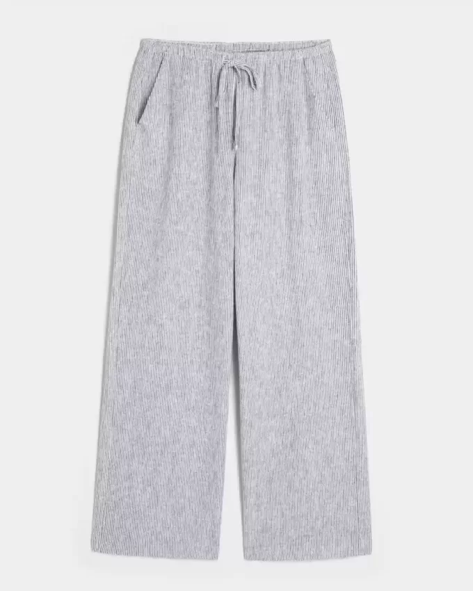 Pantaloni larghi in misto lino