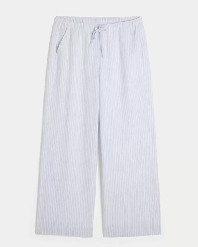 Pantaloni larghi in misto lino