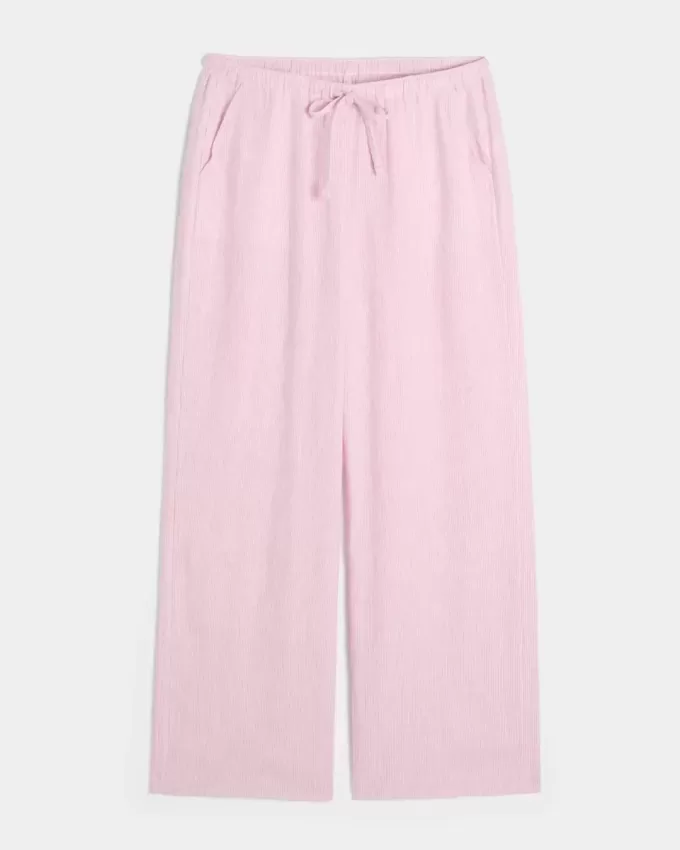 Pantaloni larghi in misto lino