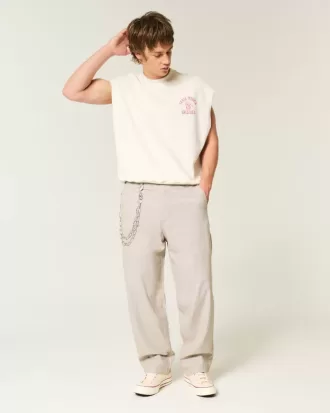 Pantaloni larghi in misto lino con vita flessibile