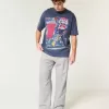 Pantaloni larghi in misto lino con vita flessibile