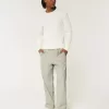 Pantaloni larghi in misto lino con vita flessibile