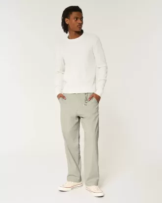 Pantaloni larghi in misto lino con vita flessibile