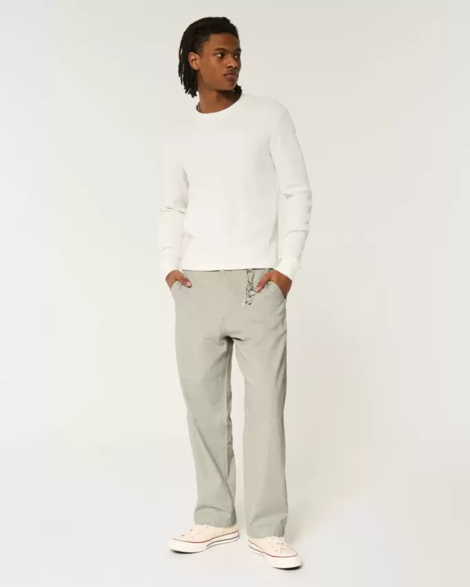 Pantaloni larghi in misto lino con vita flessibile
