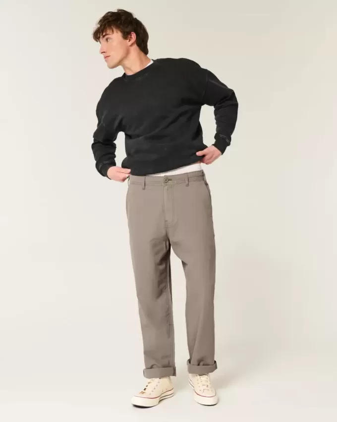 Pantaloni larghi in misto lino con vita flessibile