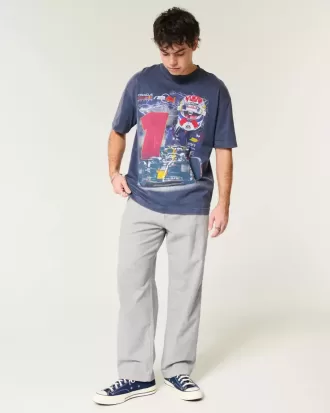 Pantaloni larghi in misto lino con vita flessibile