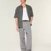 Pantaloni larghi in misto lino con vita flessibile