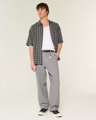 Pantaloni larghi in misto lino con vita flessibile