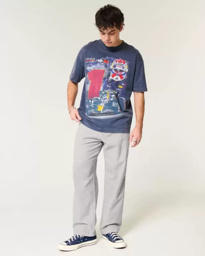 Pantaloni larghi in misto lino con vita flessibile