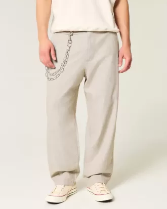 Pantaloni larghi in misto lino con vita flessibile