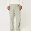 Pantaloni larghi in misto lino con vita flessibile