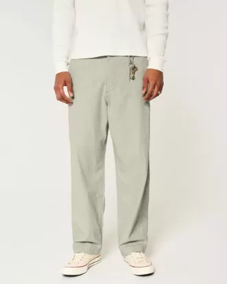 Pantaloni larghi in misto lino con vita flessibile
