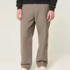 Pantaloni larghi in misto lino con vita flessibile