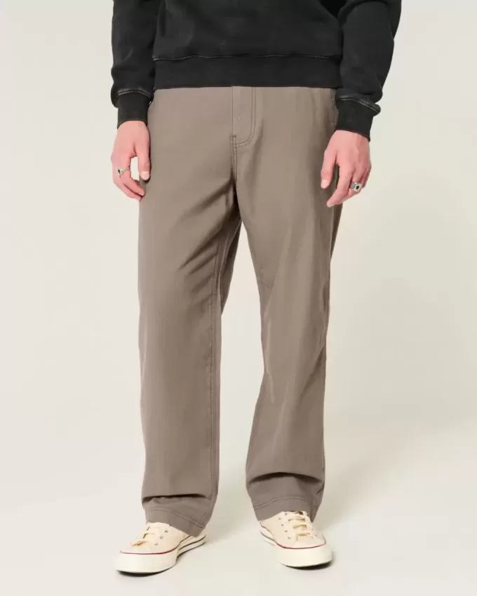 Pantaloni larghi in misto lino con vita flessibile
