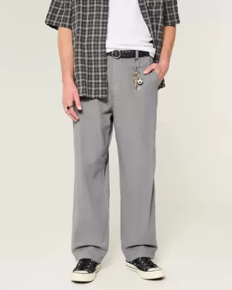 Pantaloni larghi in misto lino con vita flessibile