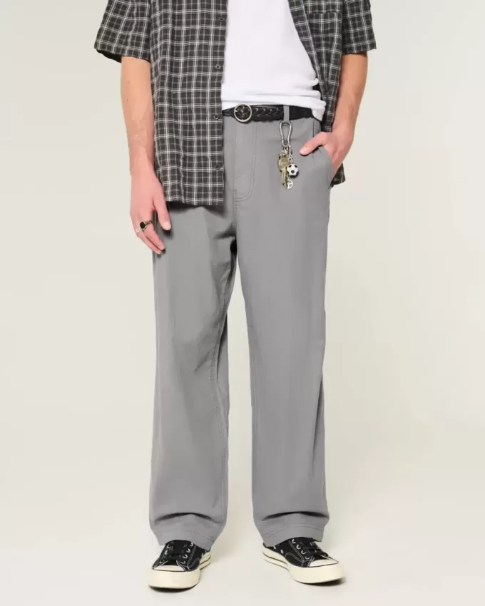 Pantaloni larghi in misto lino con vita flessibile