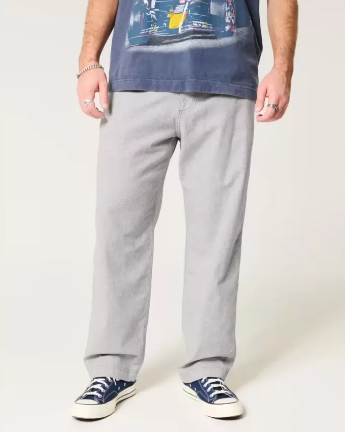 Pantaloni larghi in misto lino con vita flessibile