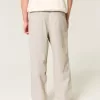 Pantaloni larghi in misto lino con vita flessibile