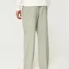 Pantaloni larghi in misto lino con vita flessibile