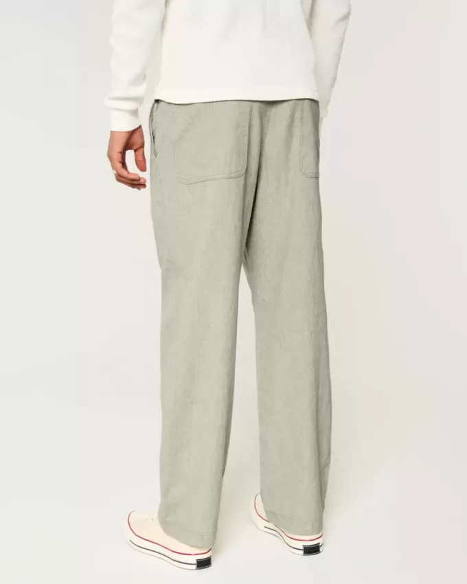 Pantaloni larghi in misto lino con vita flessibile