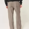Pantaloni larghi in misto lino con vita flessibile