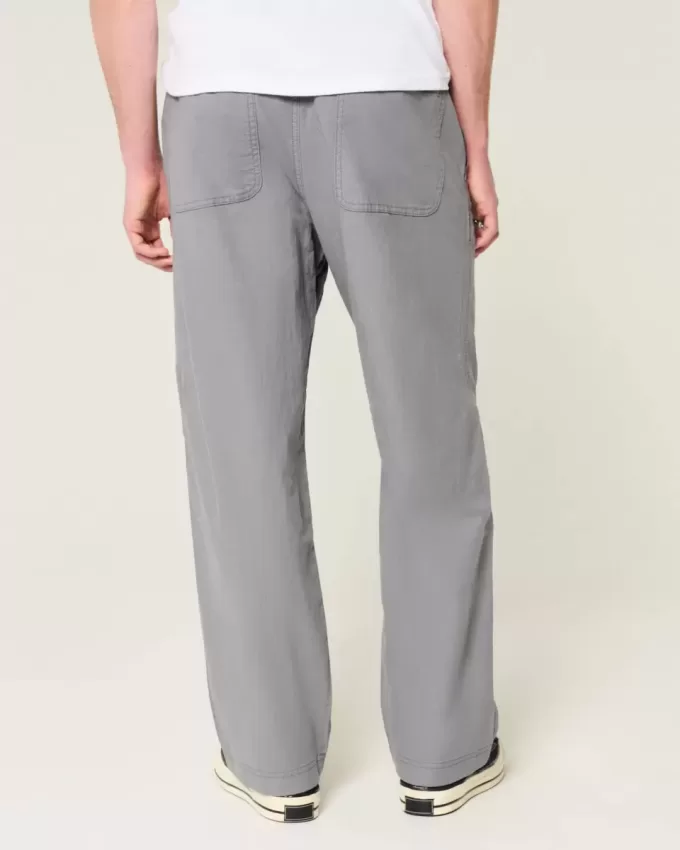 Pantaloni larghi in misto lino con vita flessibile