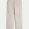 Pantaloni larghi in misto lino con vita flessibile
