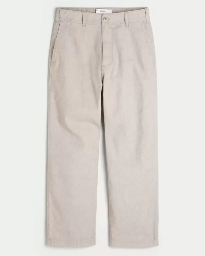 Pantaloni larghi in misto lino con vita flessibile