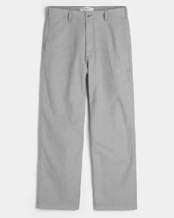 Pantaloni larghi in misto lino con vita flessibile
