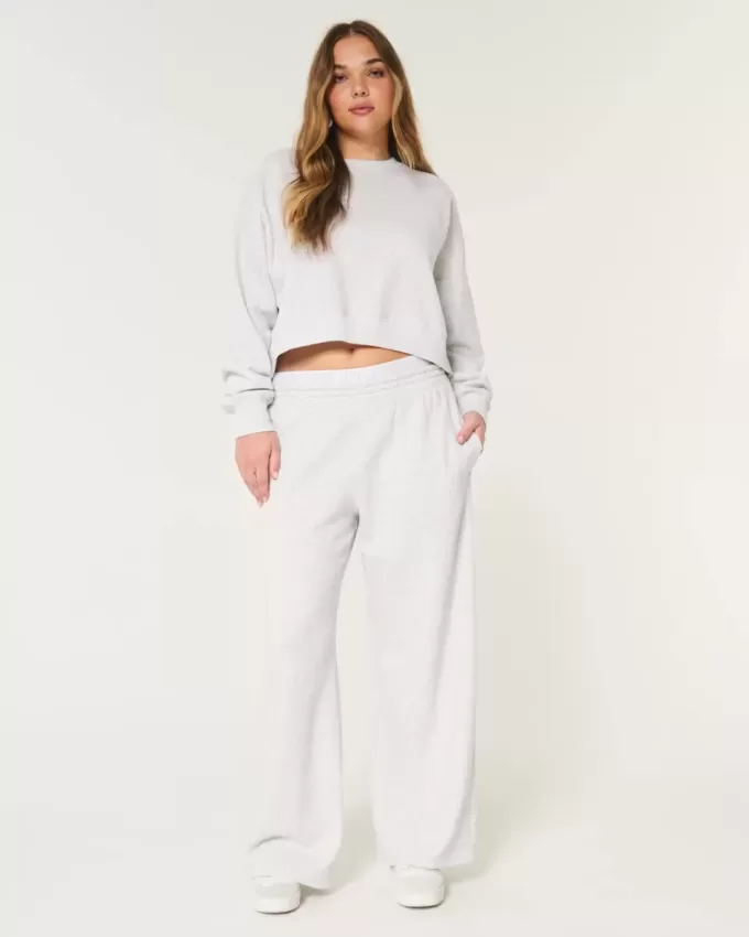 Pantaloni larghi in pile con logo in vita