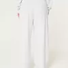 Pantaloni larghi in pile con logo in vita