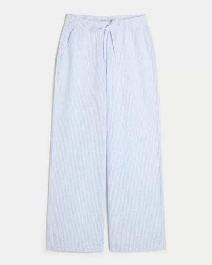 Pantaloni larghi in seersucker