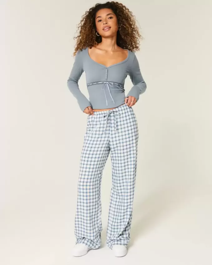 Pantaloni slub pull-on