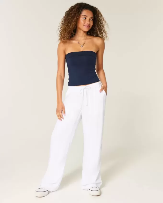 Pantaloni slub pull-on