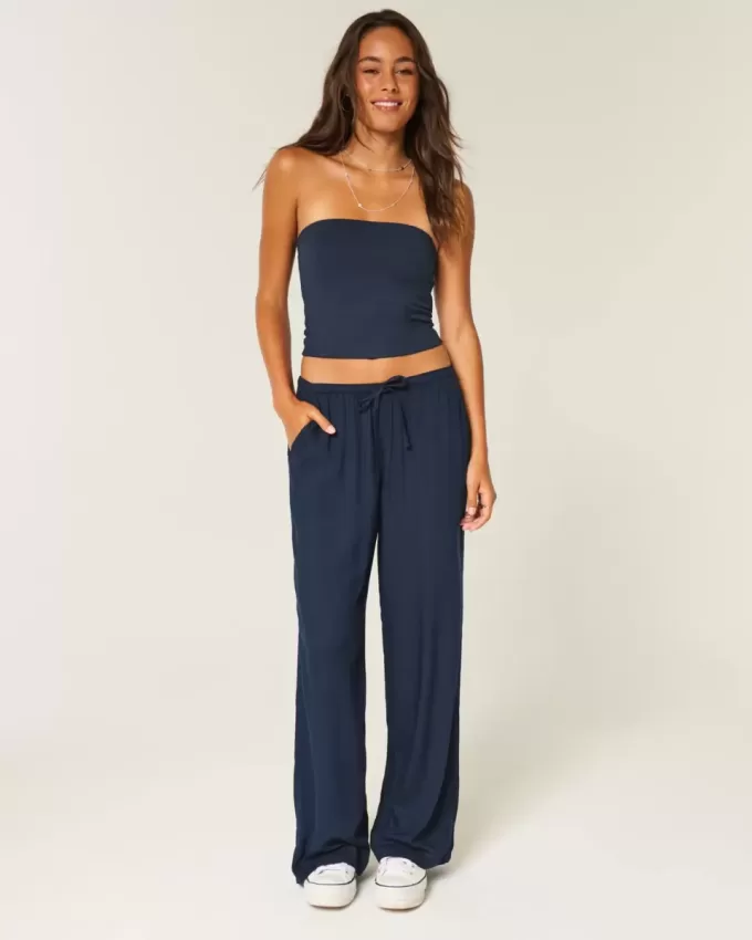 Jeans larghi a vita alta con lavaggio medio