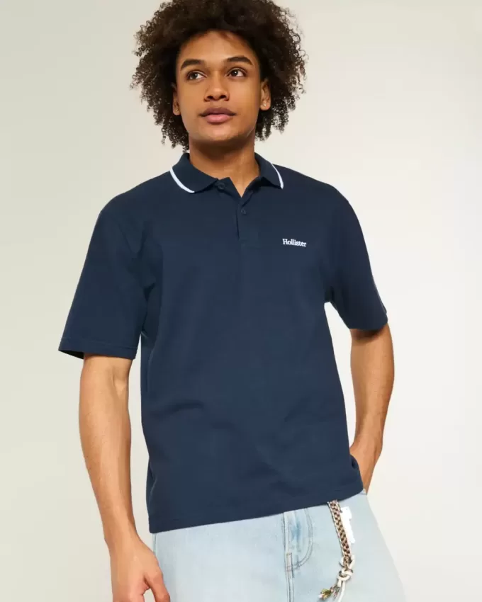 Polo con logo rilassato