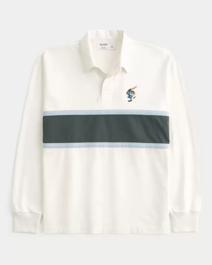 Polo da rugby con grafica Tasmanian Devil in tessuto pesante e squadrato