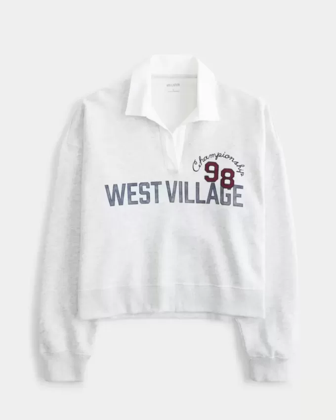 Polo da rugby con grafica West Village in pile facile Polo da rugby con grafica West Village in pile facile
