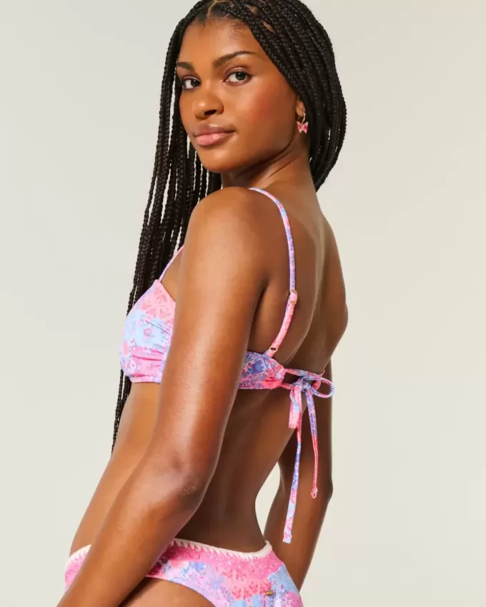 Reggiseno bikini a coste con laccetti